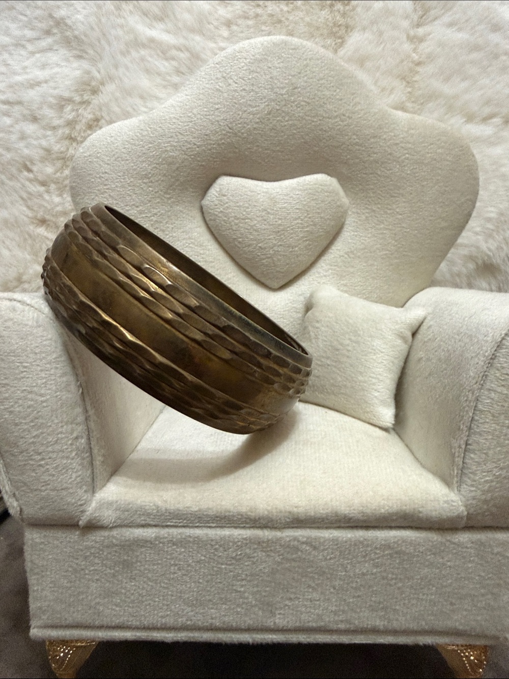 Vintage Textured Brass Decorative Bracelet